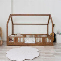 Detská domčeková Montessori posteľ z masívu borovice LUNA L - 180x80 cm