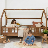 Detská domčeková posteľ z masívu borovice LUNA L 20 - 190x90 cm