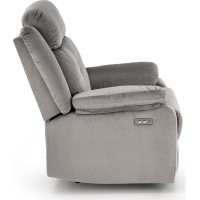 Elektrické polohovacie kreslo LORIS - čalúnené látkou - popolavo šedé