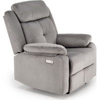 Elektrické polohovacie kreslo LORIS - čalúnené látkou - popolavo šedé