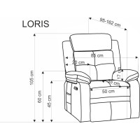 Elektrické polohovacie kreslo LORIS - čalúnené látkou - béžové