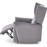 Elektrické polohovacie kreslo GELATO - čalúnené látkou - popolavo šedé