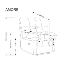 Elektrické polohovacie kreslo AMORE - čalúnené látkou - béžové