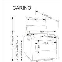 Elektrické polohovacie kreslo CARINIO - čalúnené látkou - popolavo šedé