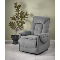 Elektrické polohovacie kreslo HORTON - čalúnené látkou - popolavo šedé