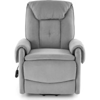 Elektrické polohovacie kreslo HORTON - čalúnené látkou - popolavo šedé