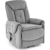 Elektrické polohovacie kreslo HORTON - čalúnené látkou - popolavo šedé