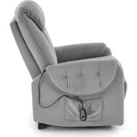 Elektrické polohovacie kreslo HORTON - čalúnené látkou - popolavo šedé