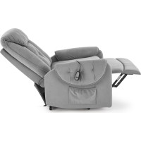 Elektrické polohovacie kreslo HORTON - čalúnené látkou - popolavo šedé