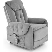 Elektrické polohovacie kreslo HORTON - čalúnené látkou - popolavo šedé