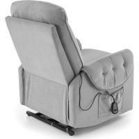 Elektrické polohovacie kreslo HORTON - čalúnené látkou - popolavo šedé