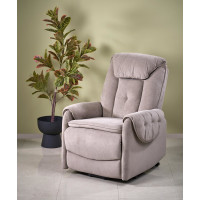 Elektrické polohovacie kreslo HORTON - čalúnené látkou - béžové