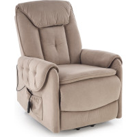Elektrické polohovacie kreslo HORTON - čalúnené látkou - béžové