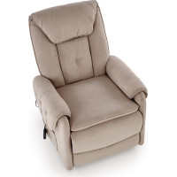 Elektrické polohovacie kreslo HORTON - čalúnené látkou - béžové