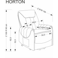 Elektrické polohovacie kreslo HORTON - čalúnené látkou - béžové