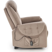 Elektrické polohovacie kreslo HORTON - čalúnené látkou - béžové