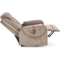 Elektrické polohovacie kreslo HORTON - čalúnené látkou - béžové