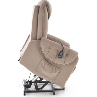 Elektrické polohovacie kreslo HORTON - čalúnené látkou - béžové