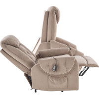 Elektrické polohovacie kreslo HORTON - čalúnené látkou - béžové