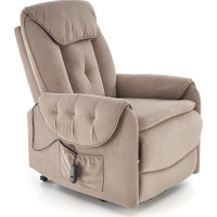 Elektrické polohovacie kreslo HORTON - čalúnené látkou - béžové