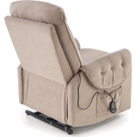 Elektrické polohovacie kreslo HORTON - čalúnené látkou - béžové