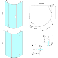 Gelco TRINITY BLACK štvrťkruhový sprchovací kút 900x900mm, matné sklo, pravé GT6590MR-B