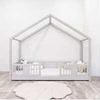 Detská domčeková Montessori posteľ z masívu borovice LUNA S - 200x90 cm