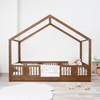 Detská domčeková Montessori posteľ z masívu borovice LUNA S - 200x90 cm