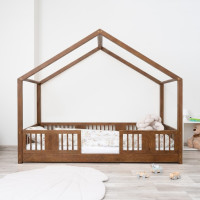 Detská domčeková Montessori posteľ z masívu borovice LUNA S - 200x90 cm