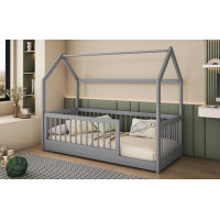 Detská domčeková posteľ z masívu borovice GRÉTA - 180x80 cm - šedá