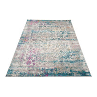 Kusový koberec AZUR vintage - šedý/ružový/modrý, 60x100 cm
