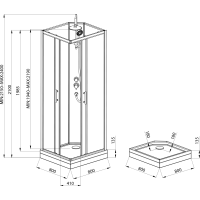Aqualine GRANVIK štvorcový sprchový box 800x800x2180mm, číre sklo GG80X80