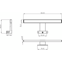 Aqualine SERAPA LED svietidlo 5W, 230V, 300x40x100mm, IP44, plast, čierna mat SA147B