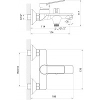 Aqualine SINTRA nástenná vaňová batéria, čierna mat SX010B