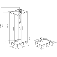 Aqualine GRANVIK obdĺžnikový sprchový box 800x1200x2180mm, číre sklo GG80X120