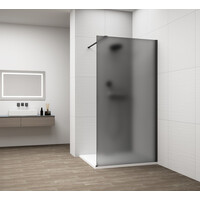 Polysan ESCA BLACK MATT jednodielna sprchová zástena na inštaláciu k stene, dymové matné sklo, 1100 mm ES1411-02