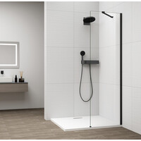Polysan ESCA BLACK MATT jednodielna sprchová zástena na inštaláciu k stene, sklo číre, 500 mm ES1050-02