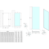 Polysan ARCHITEX sada na uchytenie skla podlaha-stena so spádovou lištou, 1615x2105mm, ľavá, leštený hliník AX2116L