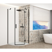 Gelco TRINITY BLACK štvrťkruhový sprchovací kút 900x900mm, číre sklo, pravé GT6590CR-B
