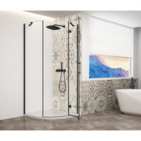 Gelco TRINITY BLACK štvrťkruhový sprchovací kút 900x900mm, číre sklo, pravé GT6590CR-B