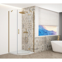 Gelco TRINITY GOLD MATT štvrťkruhový sprchovací kút 900x900mm, číre sklo, pravé GT6590CR-G