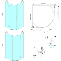 Gelco TRINITY GOLD MATT štvrťkruhový sprchovací kút 900x900mm, matné sklo, pravé GT6590MR-G
