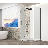 Gelco TRINITY BLACK štvrťkruhový sprchovací kút 900x900mm, matné sklo, ľavé GT6590ML-B