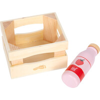 small foot Drevená prepravka s mliečnymi nápojmi