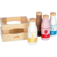 small foot Drevená prepravka s mliečnymi nápojmi