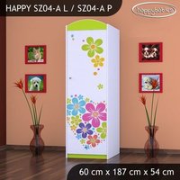 Detská skriňa KVETINKY v srdiečku - TYP 4A