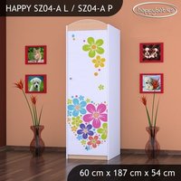 Detská skriňa KVETINKY v srdiečku - TYP 4A