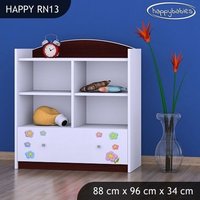 Detský úložný regál MAČIČKA s kvietkami - TYP 13 - NÍZKY