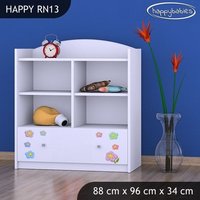 Detský úložný regál MAČIČKA s kvietkami - TYP 13 - NÍZKY