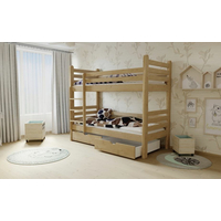 Detská poschodová posteľ z MASÍVU 200x80cm bez šuplíku - M07 jelša